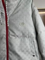 Gucci Official Website Cream Full-Print GG Hooded Jacket Down Coat White Duck Down-P450