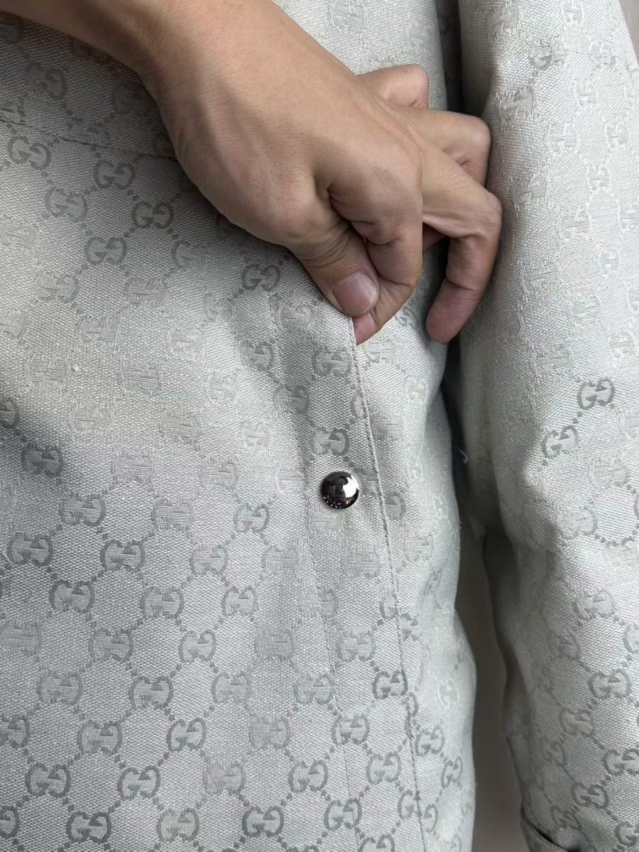 Gucci Official Website Cream Full-Print GG Hooded Jacket Down Coat White Duck Down-P450