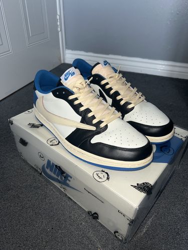 Air Jordan 1 Retro Low x Fragment Design x Travis Scott x ‘Sail Black Military Blue’ photo review