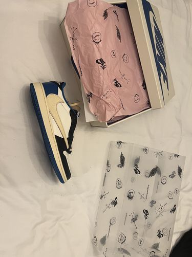 Air Jordan 1 Retro Low x Fragment Design x Travis Scott x ‘Sail Black Military Blue’ photo review