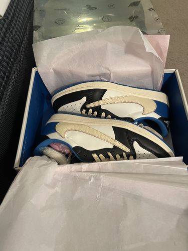 Air Jordan 1 Retro Low x Fragment Design x Travis Scott x ‘Sail Black Military Blue’ photo review