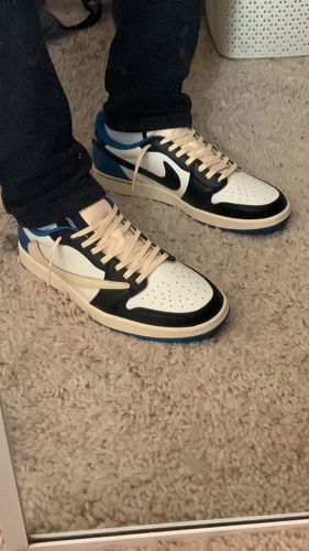Air Jordan 1 Retro Low x Fragment Design x Travis Scott x ‘Sail Black Military Blue’ photo review
