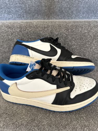Air Jordan 1 Retro Low x Fragment Design x Travis Scott x ‘Sail Black Military Blue’ photo review